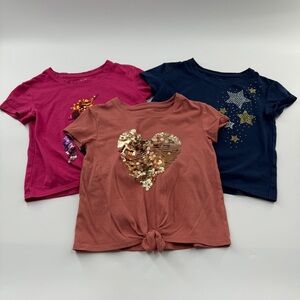 Jumping Beans Girls Assorted T-Shirt Lot – 3 Pack, Size 6, Front Tie Detail